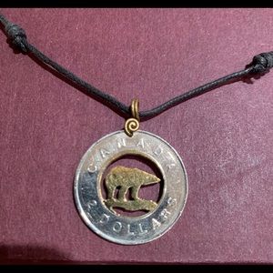 Coin polar bear necklace